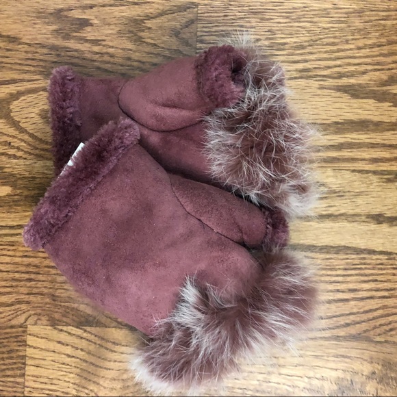 j.T.C. mauve wool and leather 1/2 gloves, NWT - Picture 2 of 4
